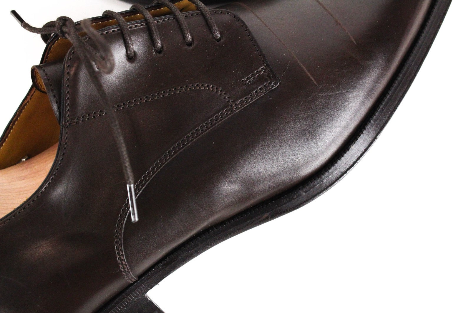 SUITSUPPLY Men's EU41 Brown Leather Low-Top Lace-Up Shoes Formal Look