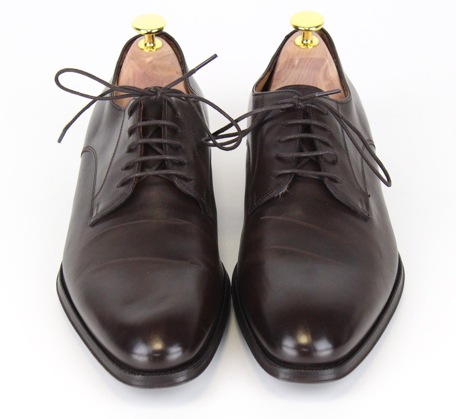 SUITSUPPLY Men's EU41 Brown Leather Low-Top Lace-Up Shoes Formal Look