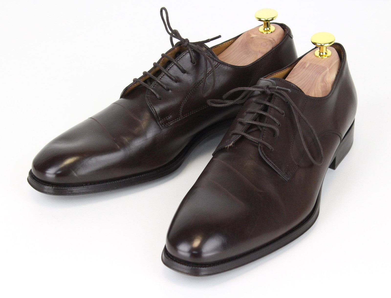 SUITSUPPLY Men's EU41 Brown Leather Low-Top Lace-Up Shoes Formal Look