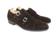 SUITSUPPLY Men's Shoes EU43.5 Brown Suede Leather Double Monk Strap