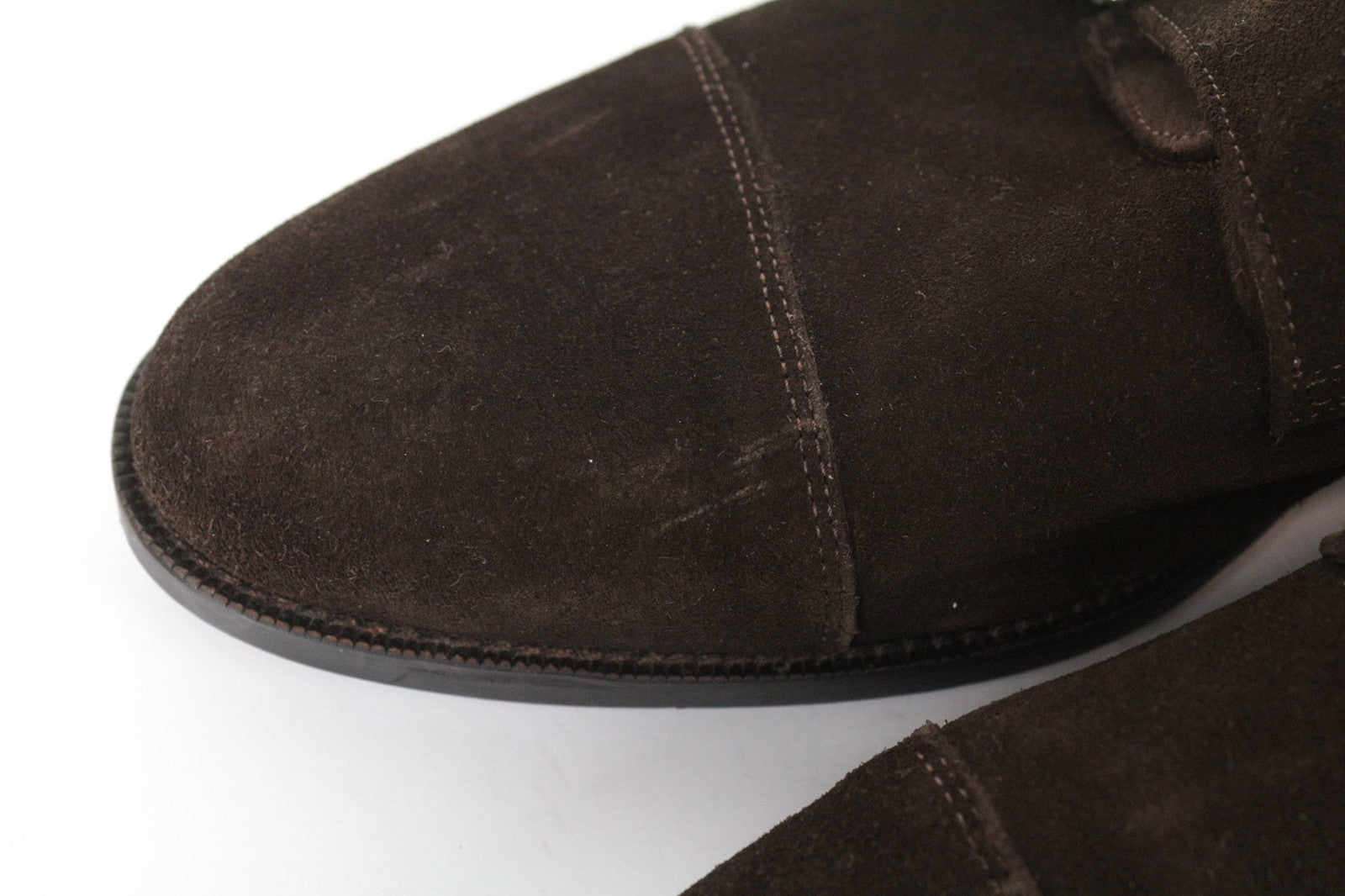 SUITSUPPLY Men's Shoes EU43.5 Brown Suede Leather Double Monk Strap