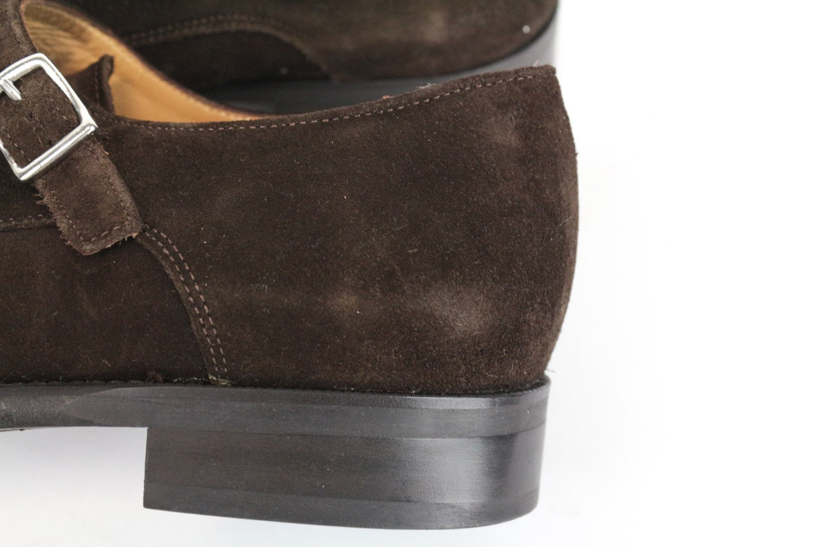 SUITSUPPLY Men's Shoes EU43.5 Brown Suede Leather Double Monk Strap