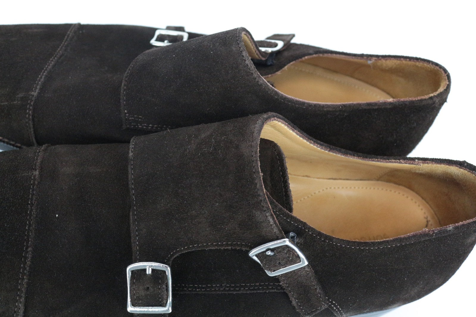 SUITSUPPLY Men's Shoes EU43.5 Brown Suede Leather Double Monk Strap