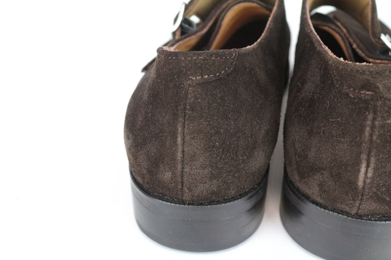 SUITSUPPLY Men's Shoes EU43.5 Brown Suede Leather Double Monk Strap