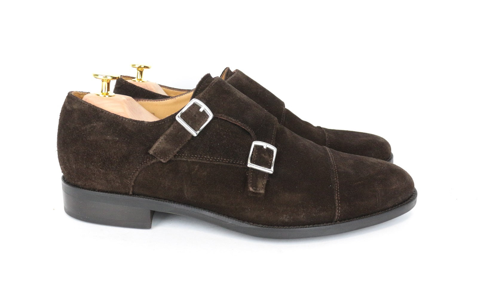 SUITSUPPLY Men's Shoes EU43.5 Brown Suede Leather Double Monk Strap