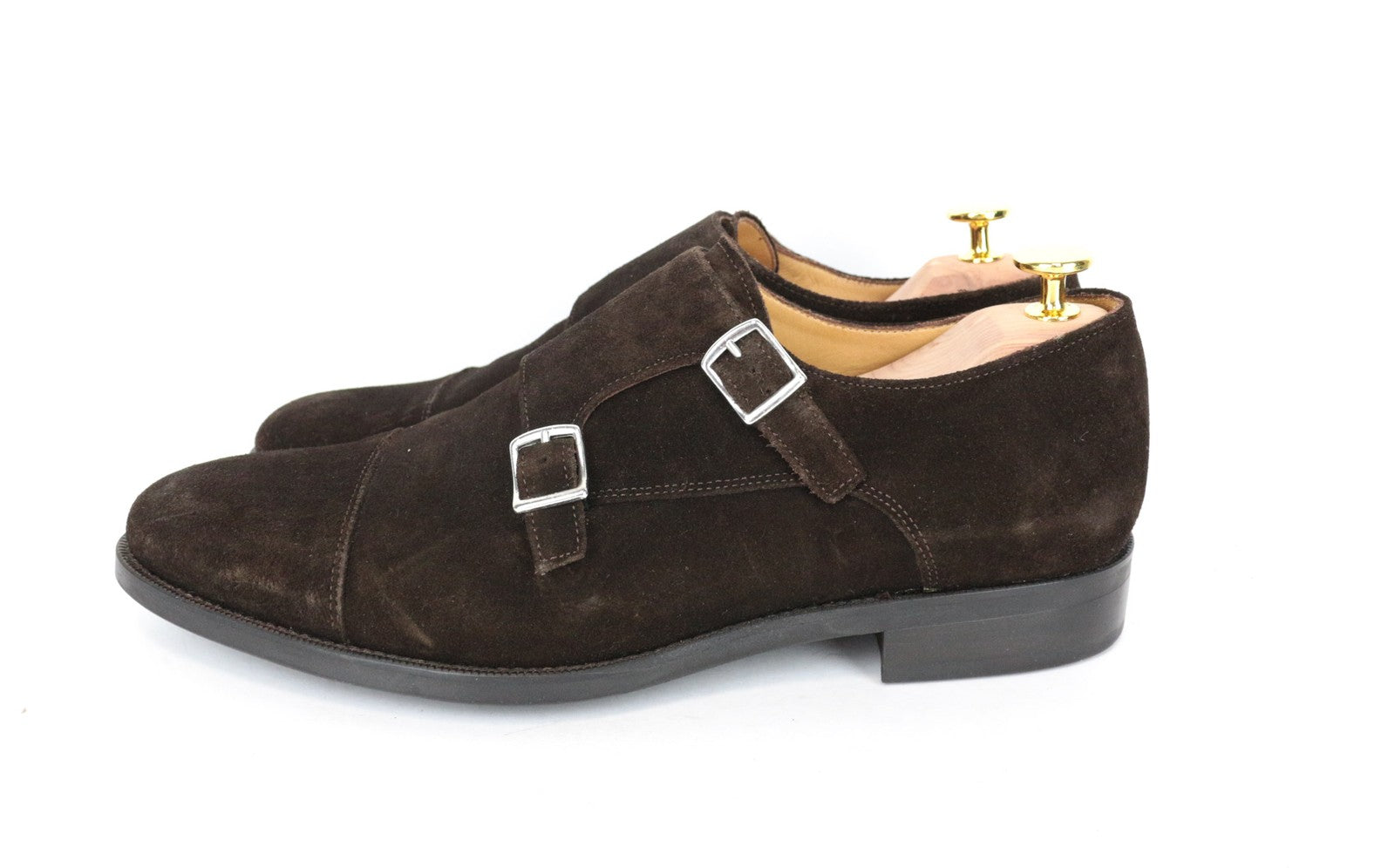 SUITSUPPLY Men's Shoes EU43.5 Brown Suede Leather Double Monk Strap