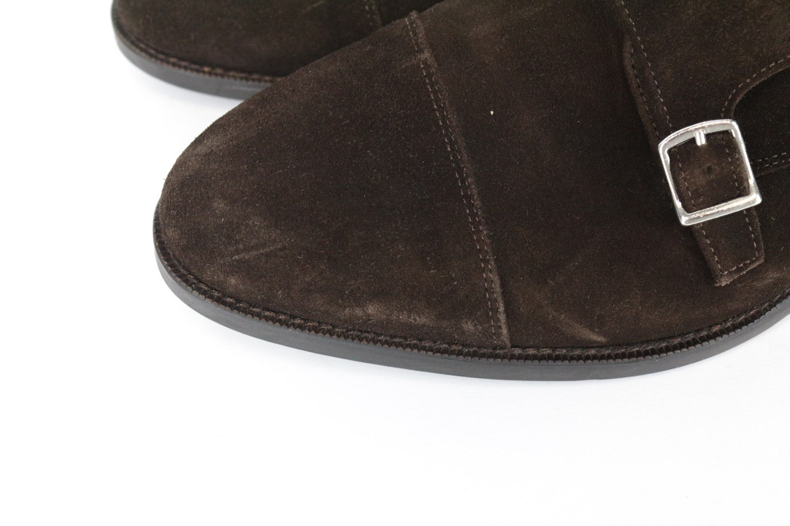 SUITSUPPLY Men's Shoes EU43.5 Brown Suede Leather Double Monk Strap