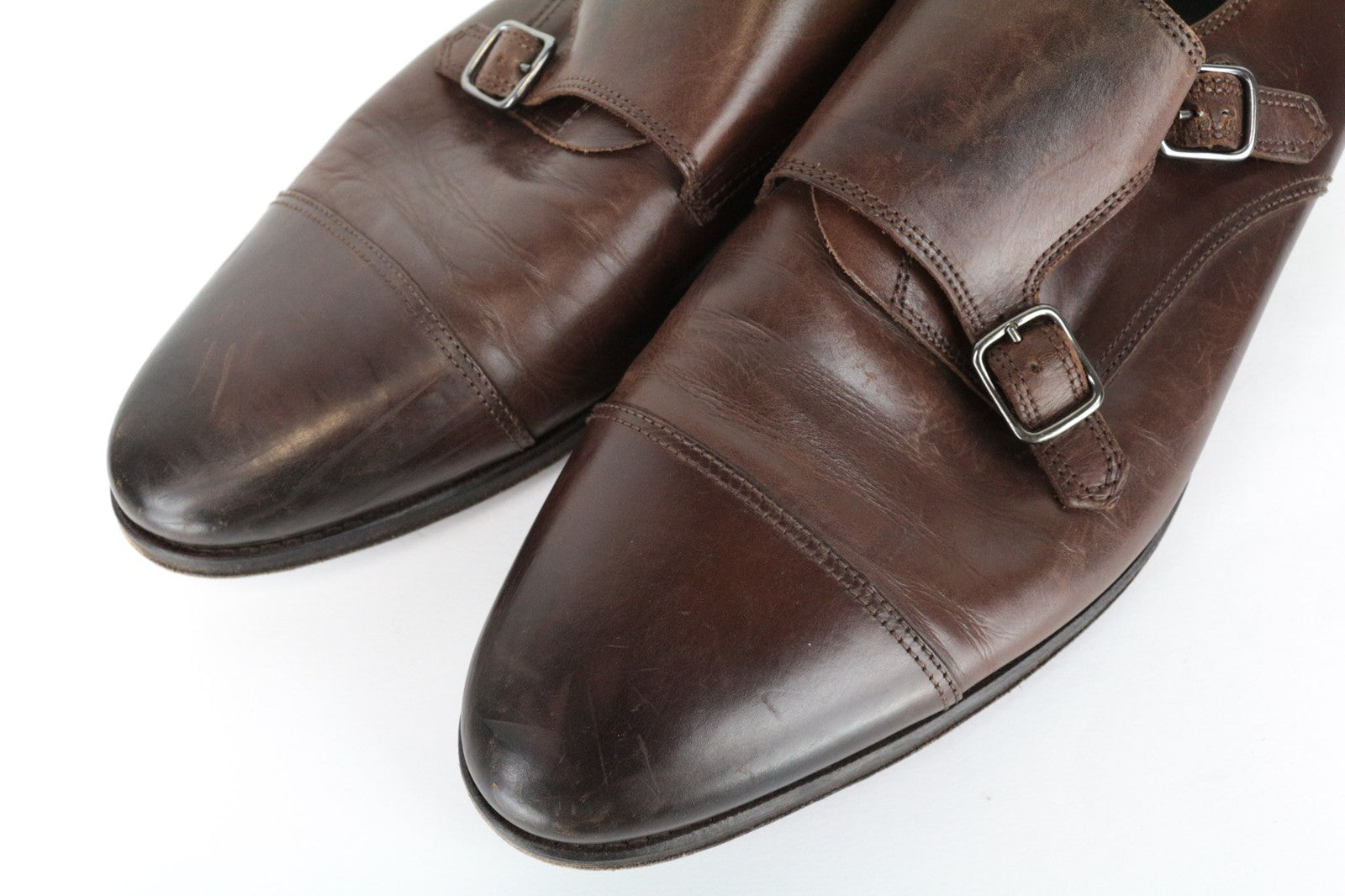 SUITSUPPLY Brown Leather Formal Shoes EU45 Men's Classic Buckled Loafers