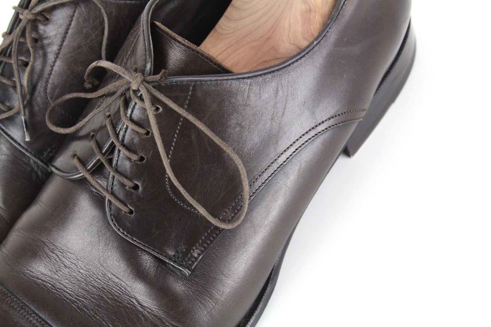 SUITSUPPLY Dark Brown EU44 Leather Low-Top Laced Shoes Men's UK10 Classic