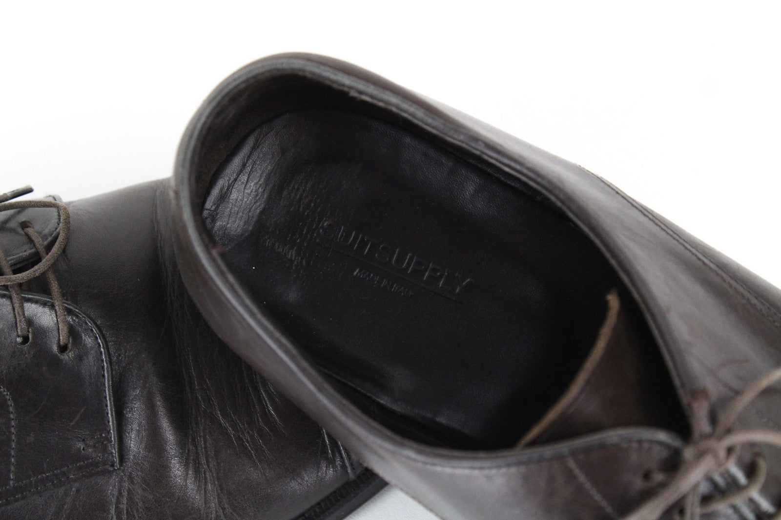 SUITSUPPLY Dark Brown EU44 Leather Low-Top Laced Shoes Men's UK10 Classic