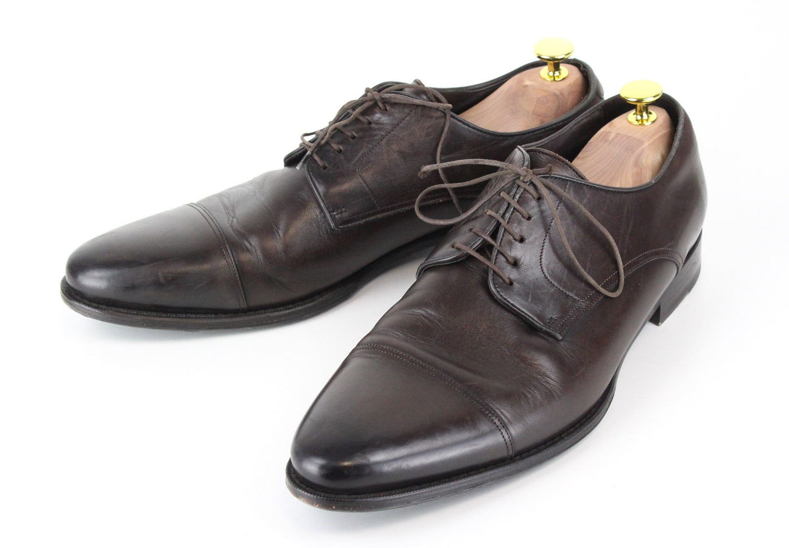 SUITSUPPLY Dark Brown EU44 Leather Low-Top Laced Shoes Men's UK10 Classic