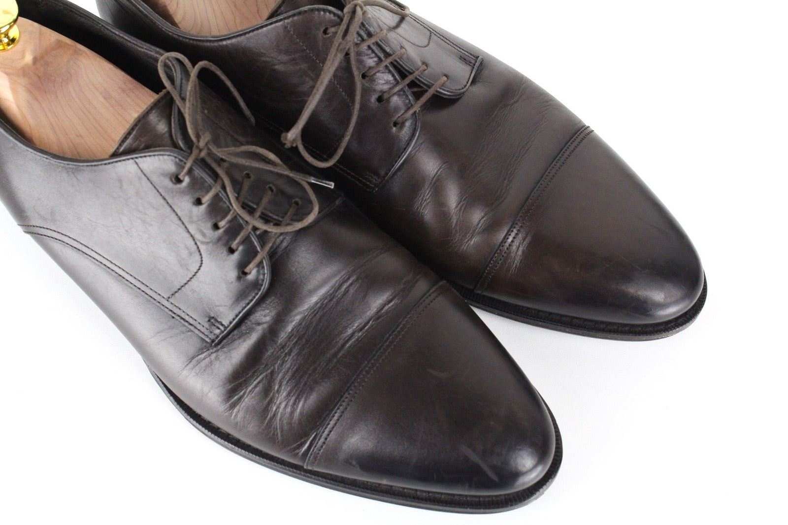 SUITSUPPLY Dark Brown EU44 Leather Low-Top Laced Shoes Men's UK10 Classic