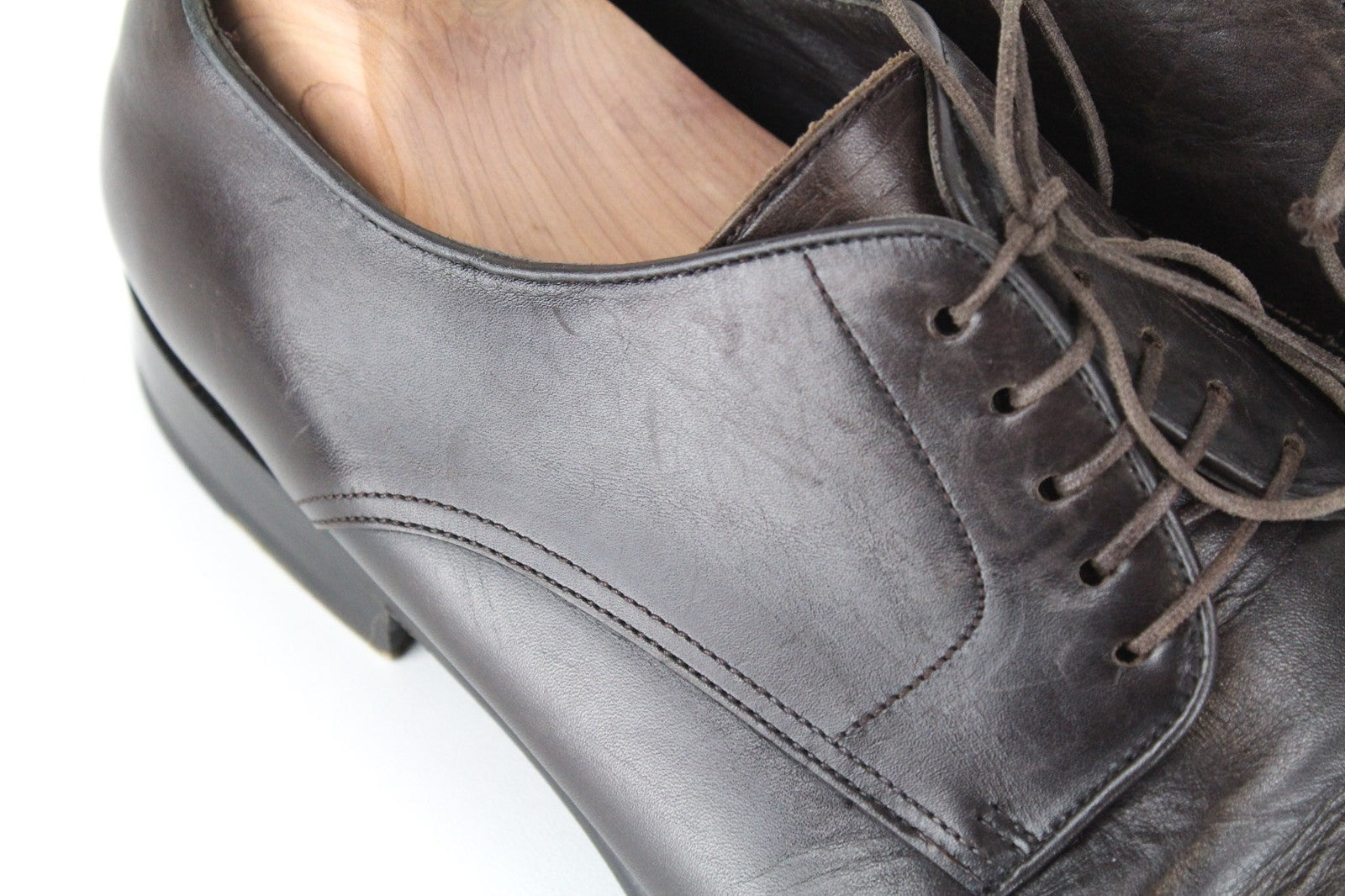 SUITSUPPLY Dark Brown EU44 Leather Low-Top Laced Shoes Men's UK10 Classic