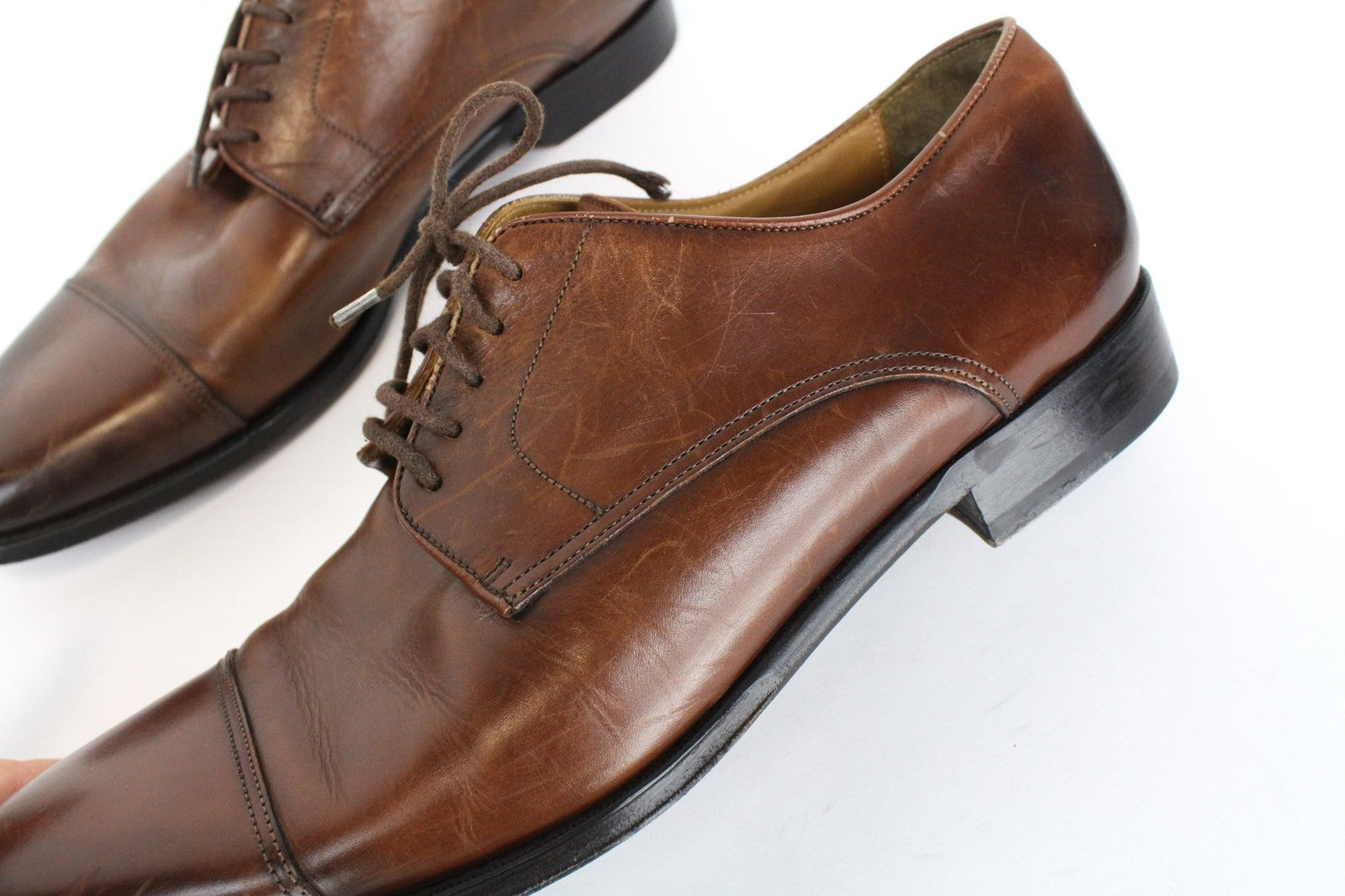 SUITSUPPLY Men's Brown Leather EU43 Lace-Up Low Top Dressy Casual Shoes