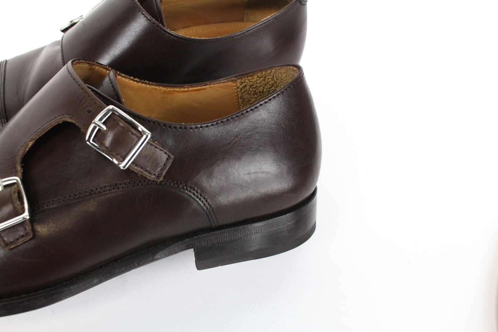 SUITSUPPLY Men's EU40.5 Brown Leather Double Buckle Smart Dress Shoes