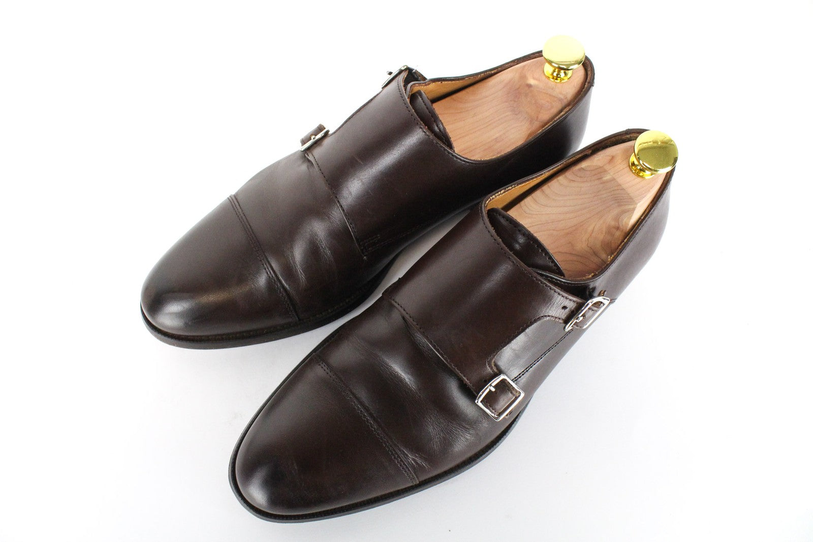 SUITSUPPLY Men's EU40.5 Brown Leather Double Buckle Smart Dress Shoes