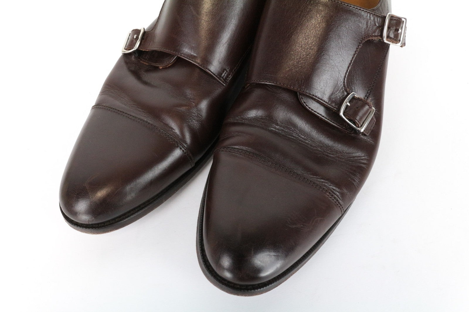 SUITSUPPLY Men's Shoes EU44 Brown Leather UK10 Formal Double Buckle Loafers