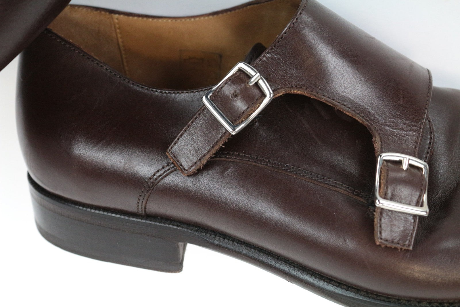 SUITSUPPLY Men's Shoes EU44 Brown Leather UK10 Formal Double Buckle Loafers