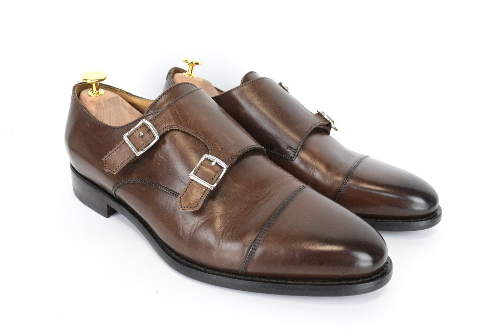 SUITSUPPLY Men's Shoes EU43 Brown Leather Double Buckle Dressy Formal Style