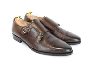 SUITSUPPLY Men's Shoes EU40.5 Brown Leather Double-Buckle Formal Classic