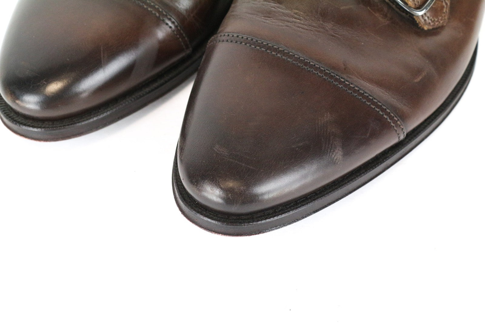 SUITSUPPLY Men's Shoes EU40.5 Brown Leather Double-Buckle Formal Classic