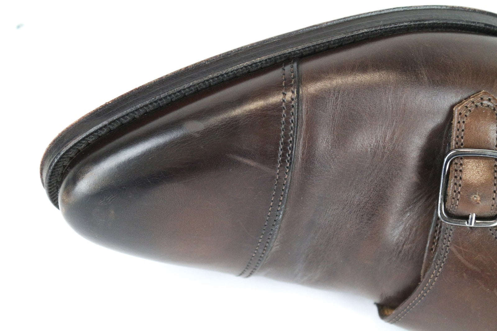 SUITSUPPLY Men's Shoes EU40.5 Brown Leather Double-Buckle Formal Classic