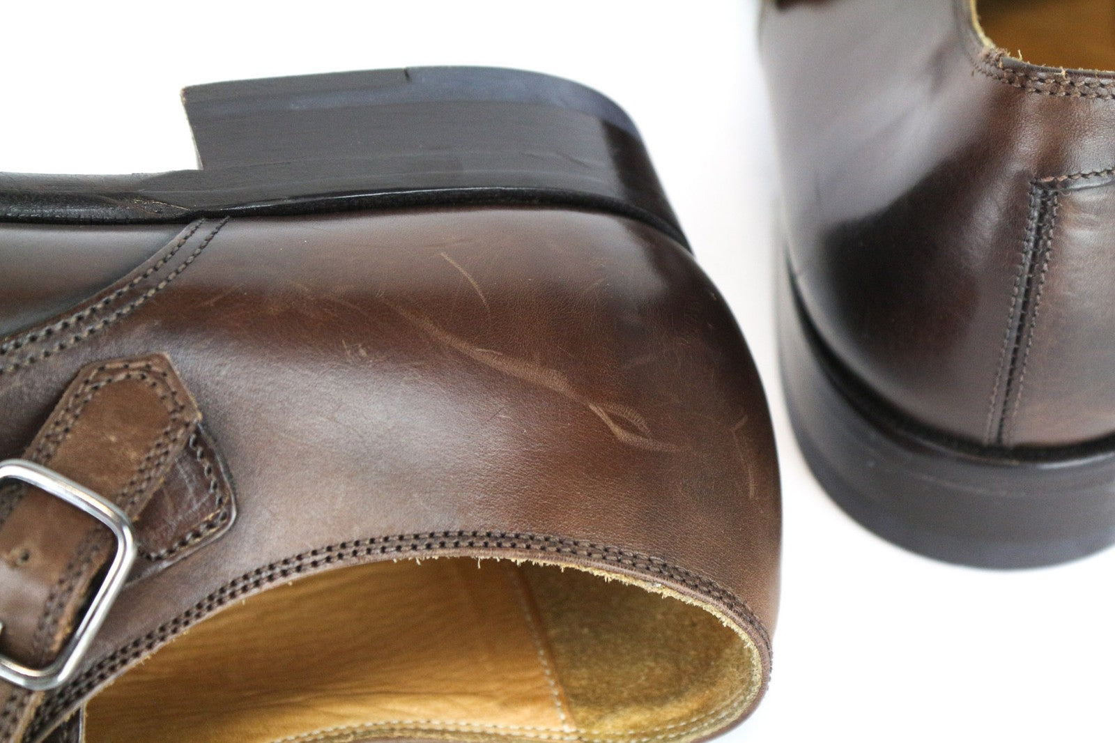 SUITSUPPLY Men's Shoes EU40.5 Brown Leather Double-Buckle Formal Classic