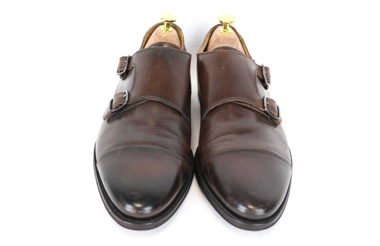 SUITSUPPLY Men's Shoes EU40.5 Brown Leather Double-Buckle Formal Classic