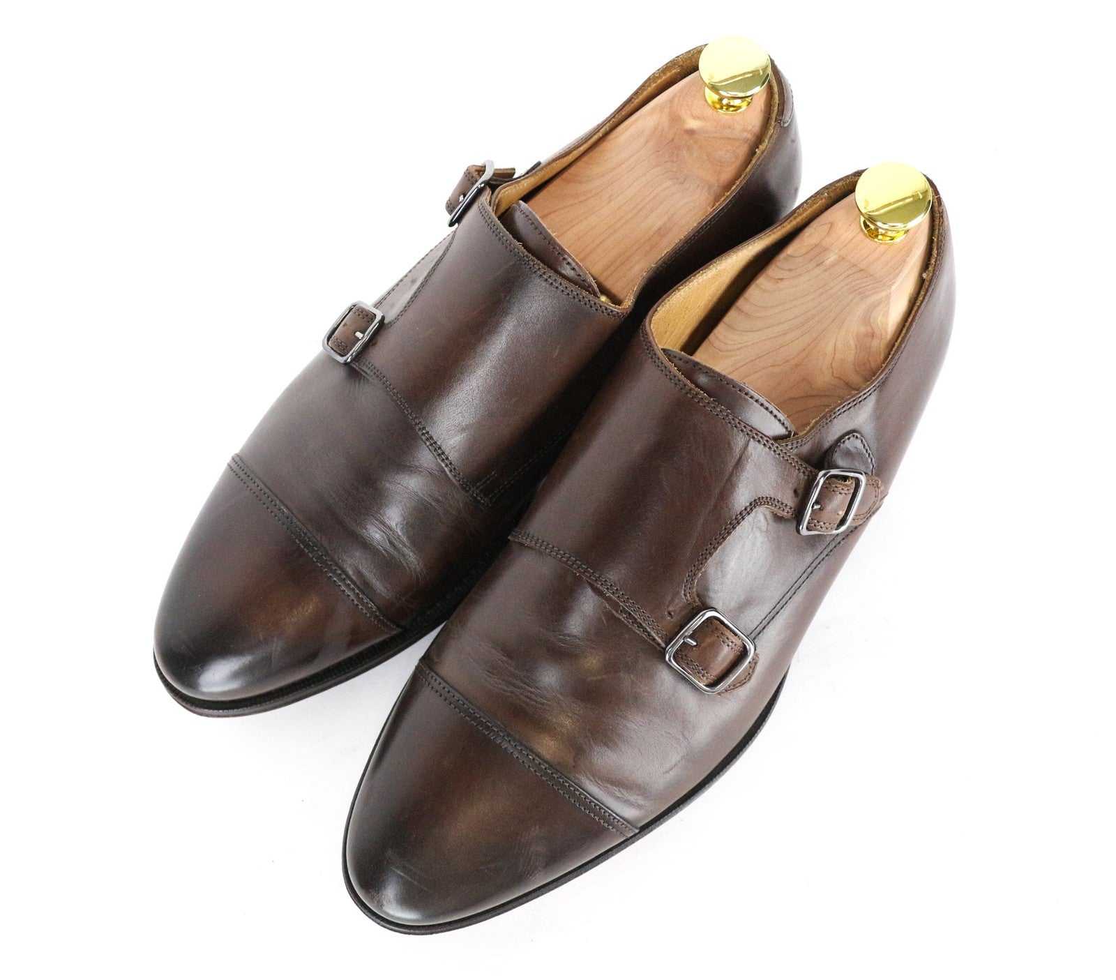 SUITSUPPLY Men's Shoes EU40.5 Brown Leather Double-Buckle Formal Classic