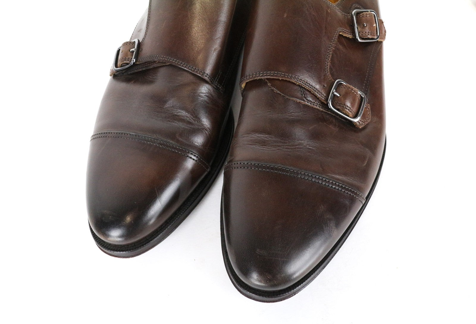 SUITSUPPLY Men's Shoes EU40.5 Brown Leather Double-Buckle Formal Classic