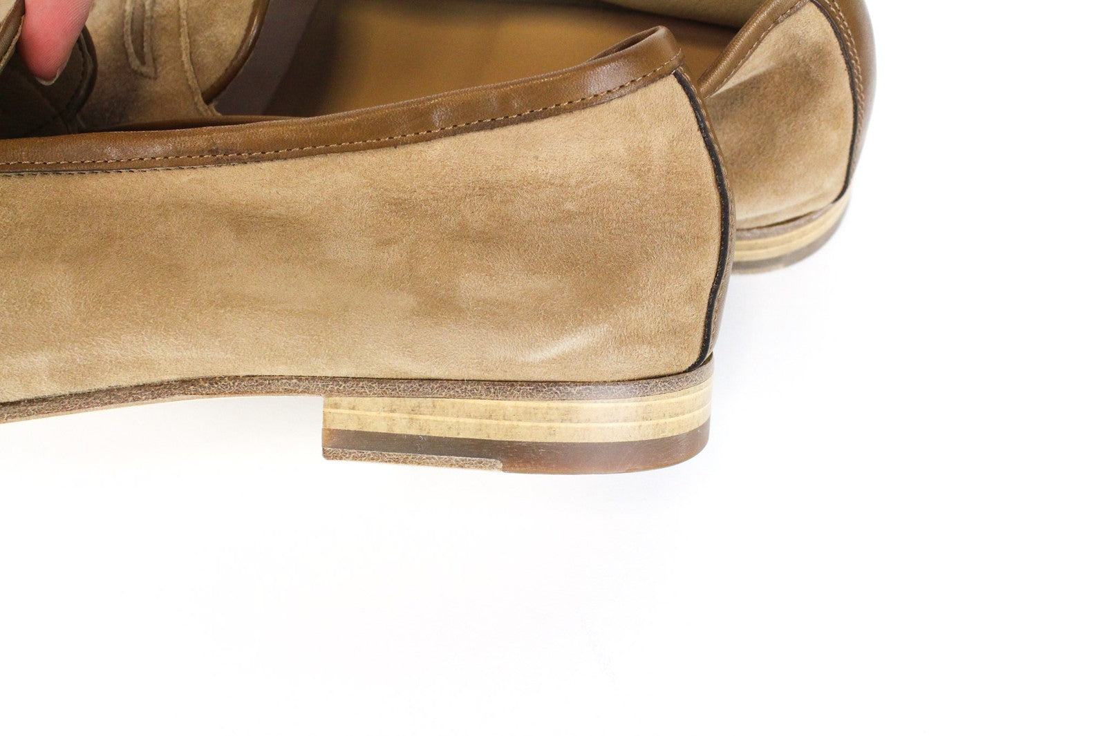 SUITSUPPLY Men's Shoes EU43 Camel Brown Suede Slip-On Classic Loafers