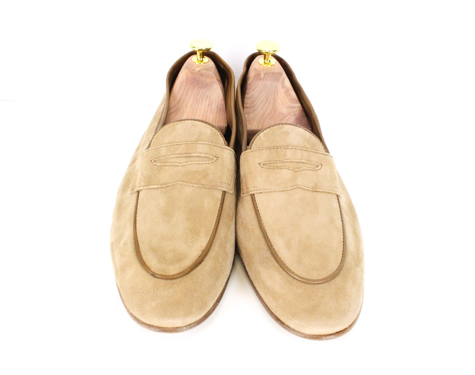 SUITSUPPLY Men's Shoes EU43 Camel Brown Suede Slip-On Classic Loafers