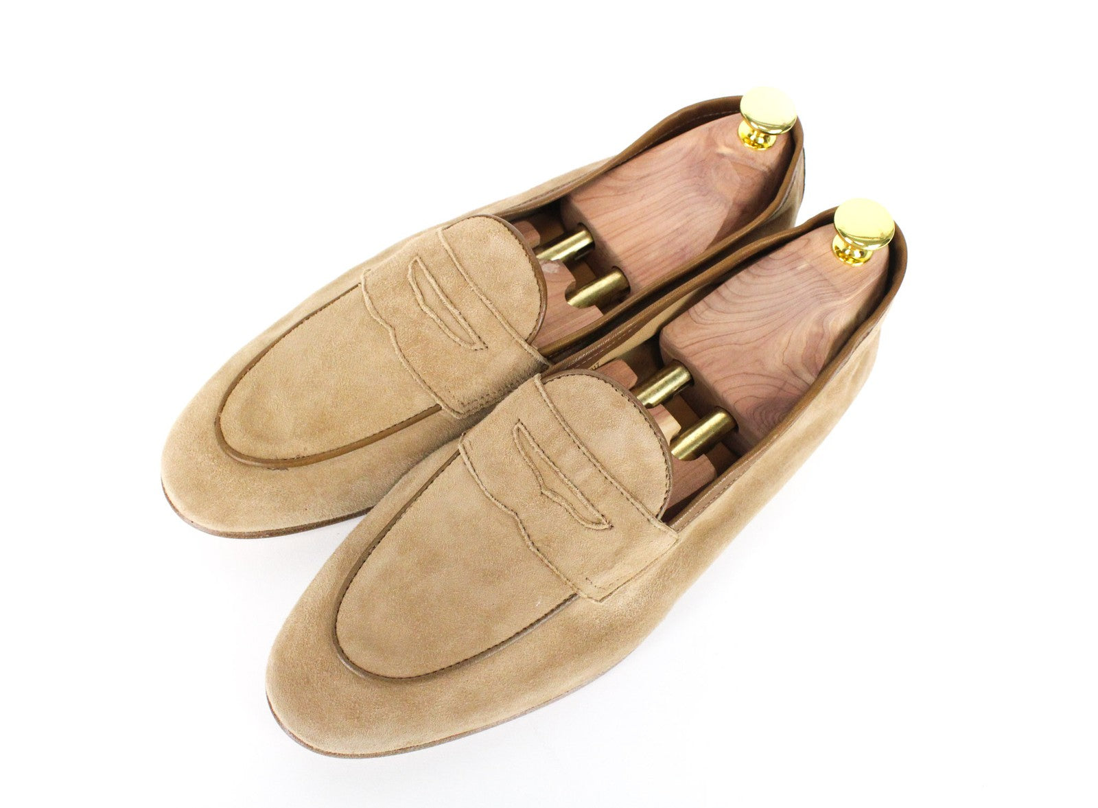 SUITSUPPLY Men's Shoes EU43 Camel Brown Suede Slip-On Classic Loafers