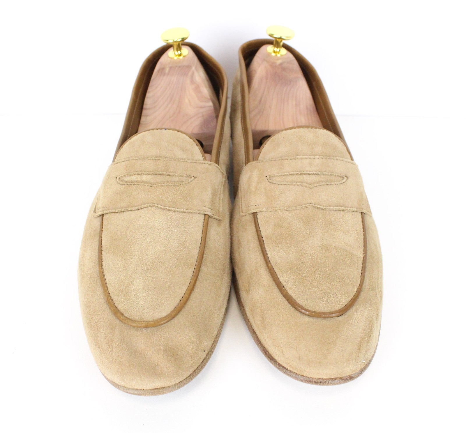 SUITSUPPLY Men's Moccasins EU43/UK9 Beige Suede Calf Leather Formal Loafers