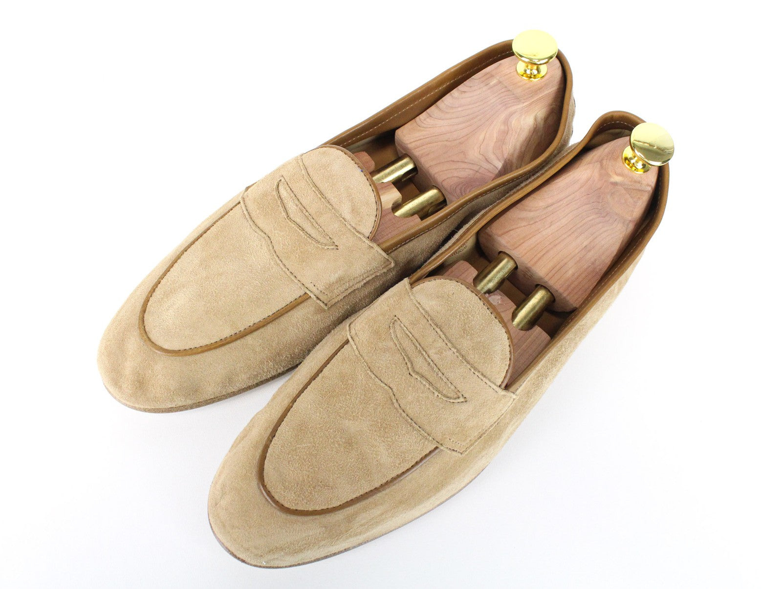 SUITSUPPLY Men's Moccasins EU43/UK9 Beige Suede Calf Leather Formal Loafers
