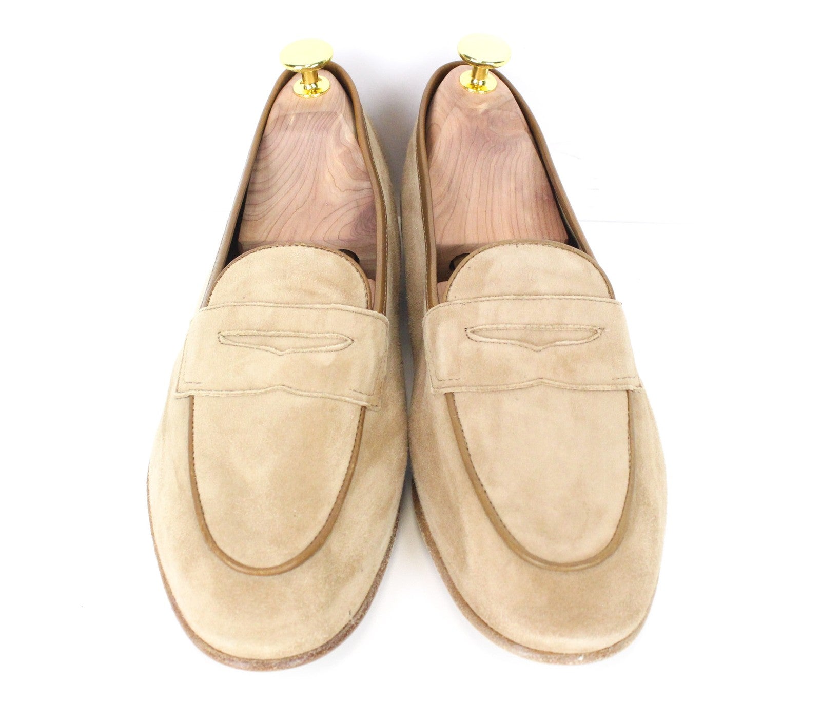 SUITSUPPLY Men's Shoes EU41 Light Brown Suede Slip-On Dress Loafers