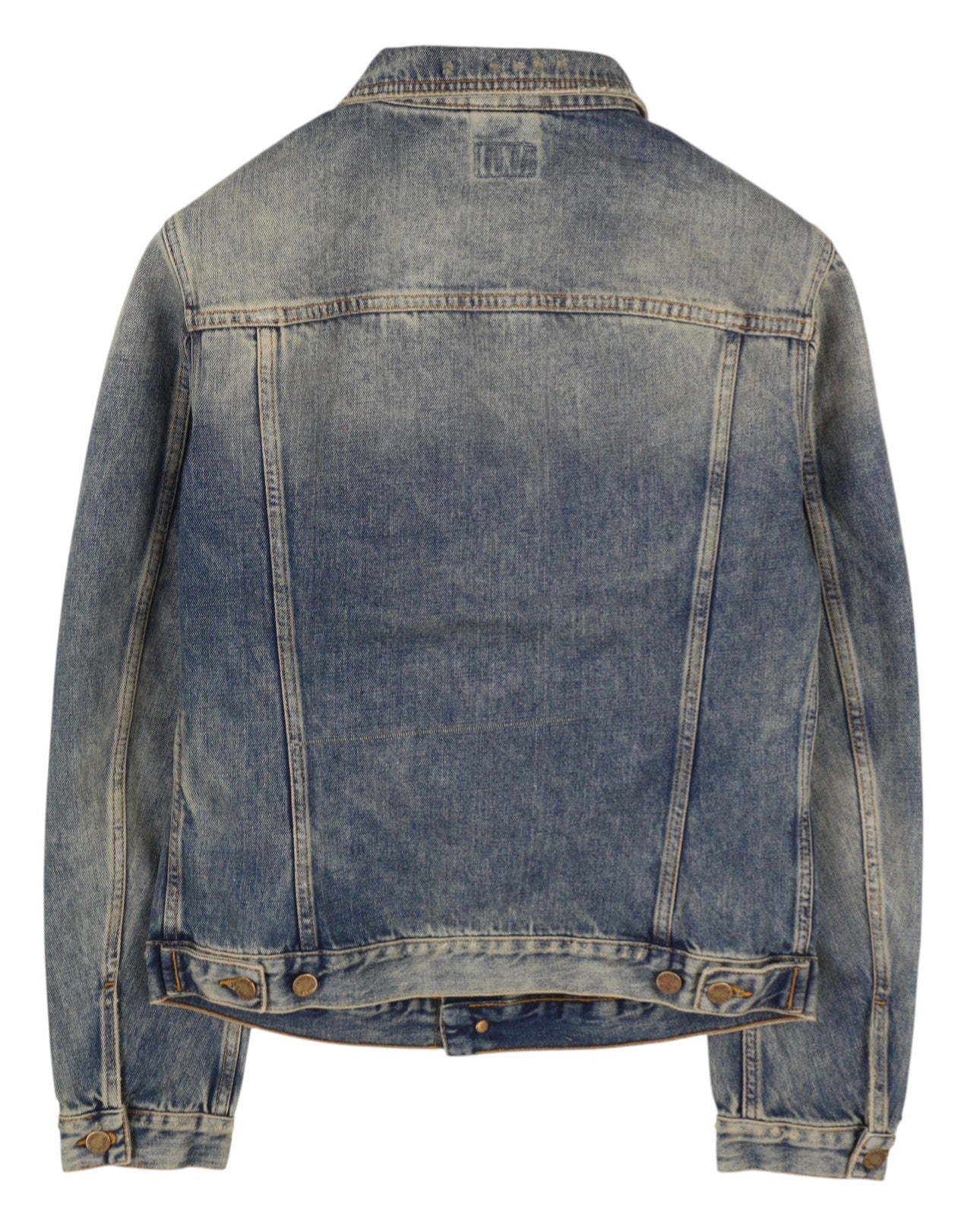 NUDIE JEANS Billy Men Jacket M Shimmering Indigo Washed Ripped Distress Logo