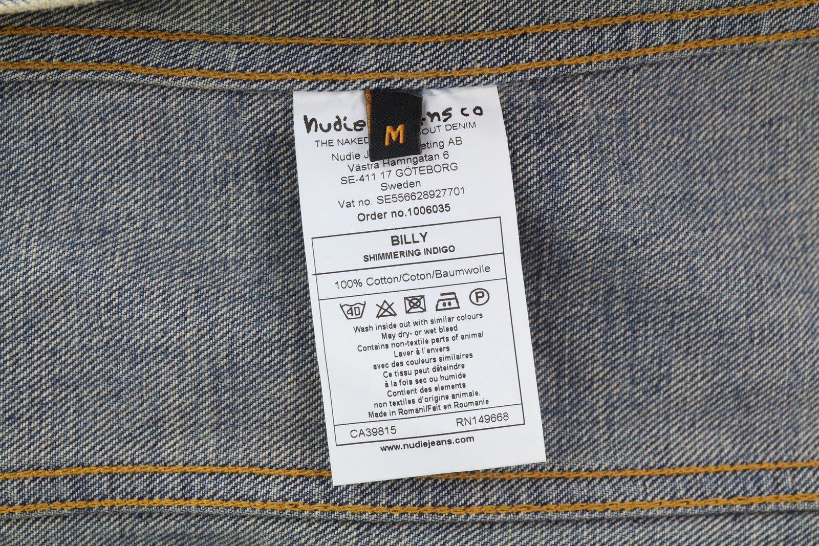 NUDIE JEANS Billy Men Jacket M Shimmering Indigo Washed Ripped Distress Logo