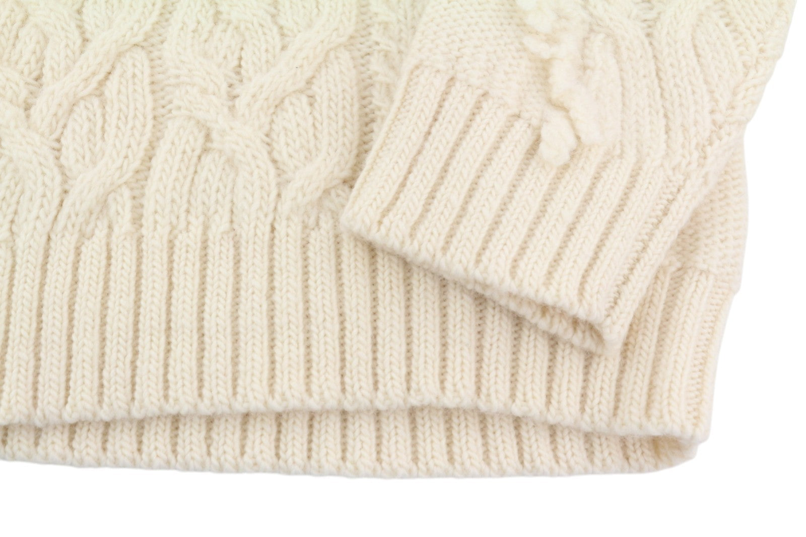 GANT Fringe Cable Turtle Women Jumper L Cream Wool Blend Tight-Knit Pullover