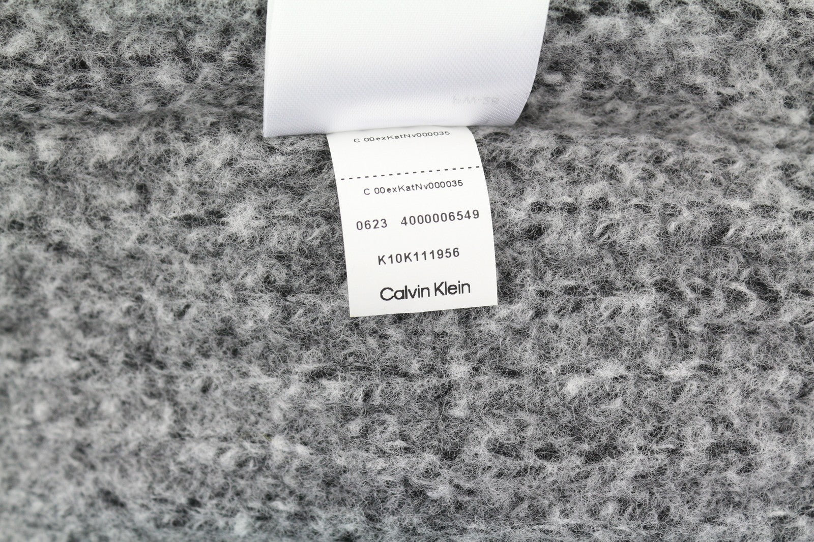 CALVIN KLEIN Men Jumper L Grey Wool Blend Tight-Knit Mock Neck Logo Pullover