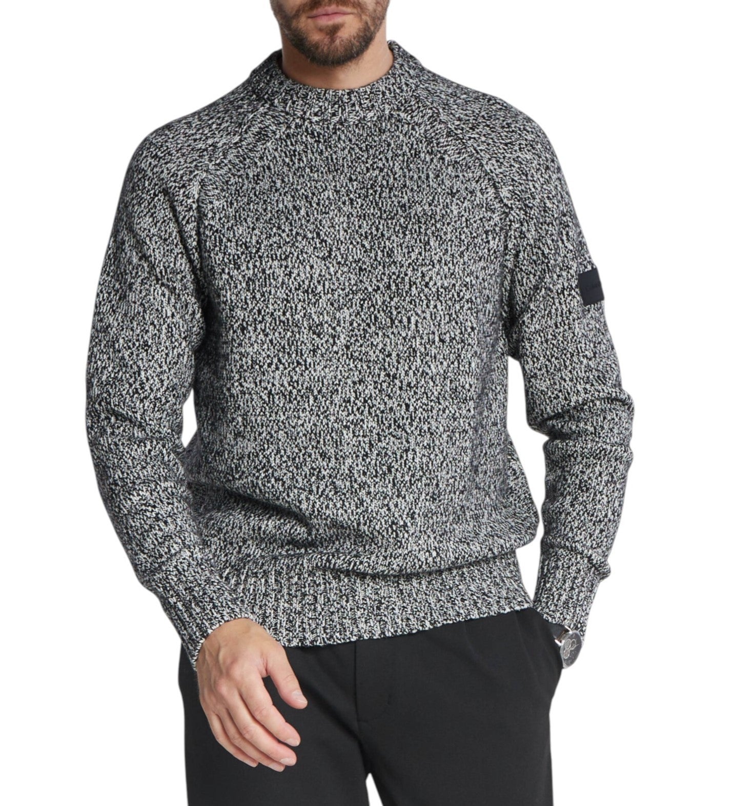 CALVIN KLEIN 2 Color Wool Blend Cn Men Jumper S Crew Neck Tight-Knit Pullover