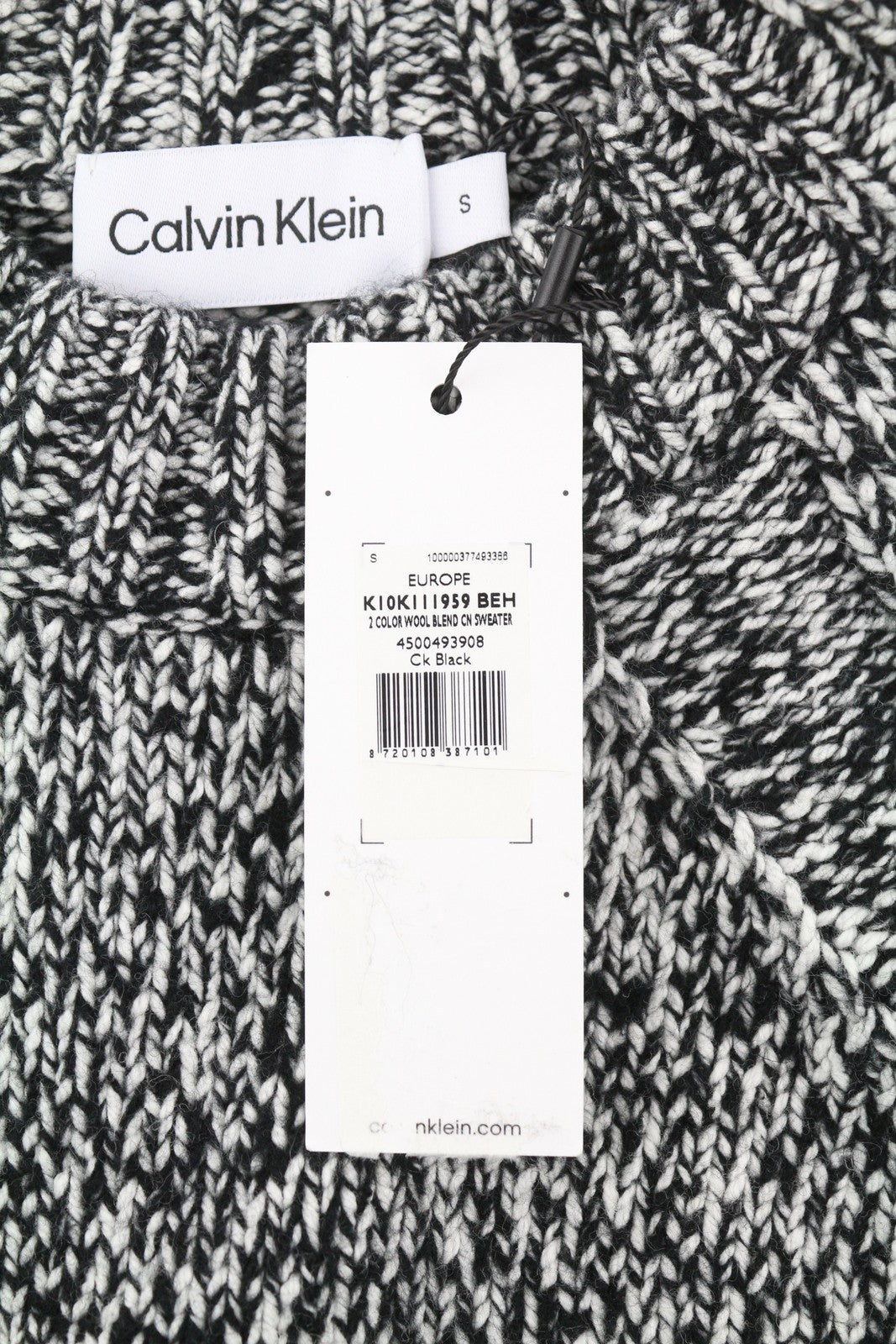 CALVIN KLEIN 2 Color Wool Blend Cn Men Jumper S Crew Neck Tight-Knit Pullover