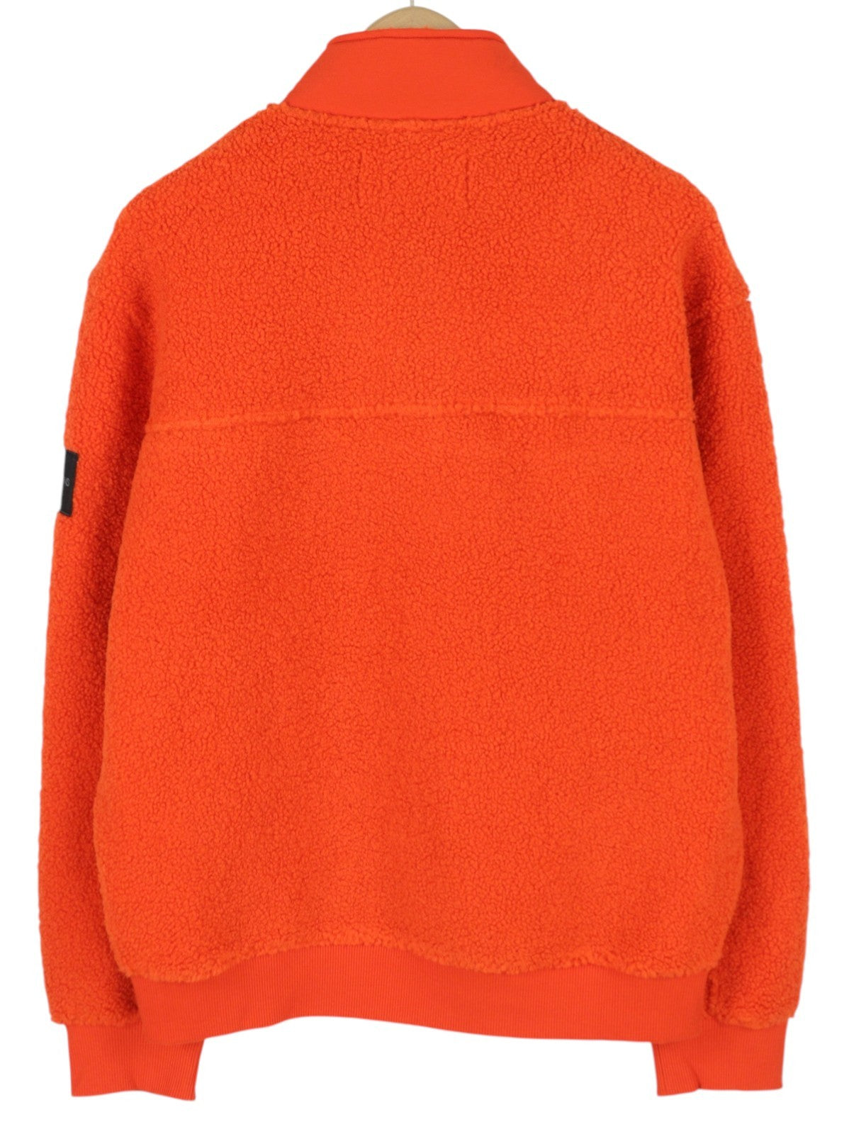 CALVIN KLEIN Badge Sherpa Half Men Sweatshirt M Orange Fleece Pullover RRP€129