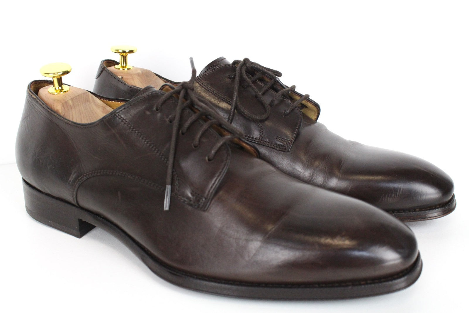 SUITSUPPLY Men's Shoes EU43 Brown Leather Formal Laced Classic Low-Top