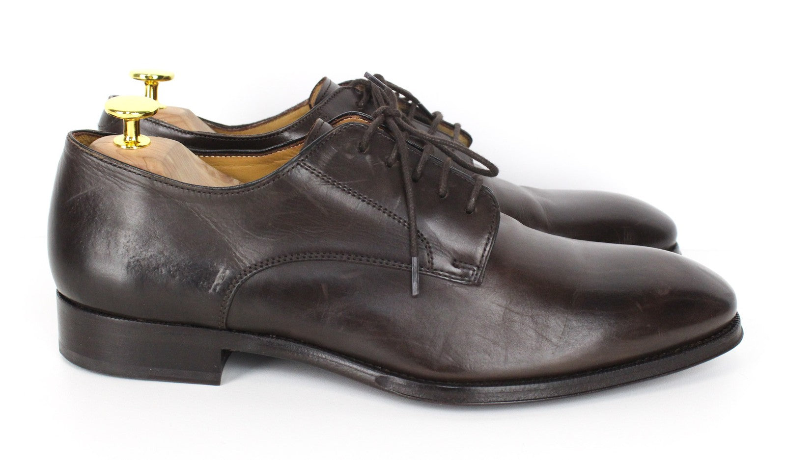 SUITSUPPLY Men's Shoes EU43 Brown Leather Formal Laced Classic Low-Top