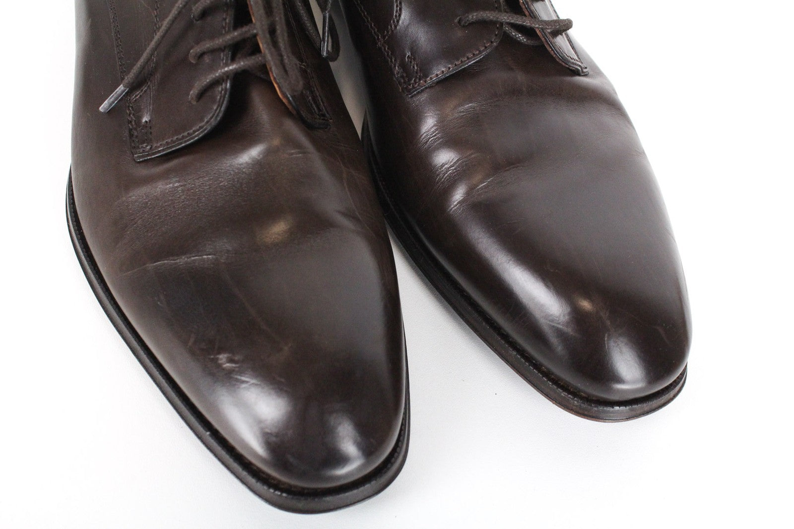 SUITSUPPLY Men's Shoes EU43 Brown Leather Formal Laced Classic Low-Top