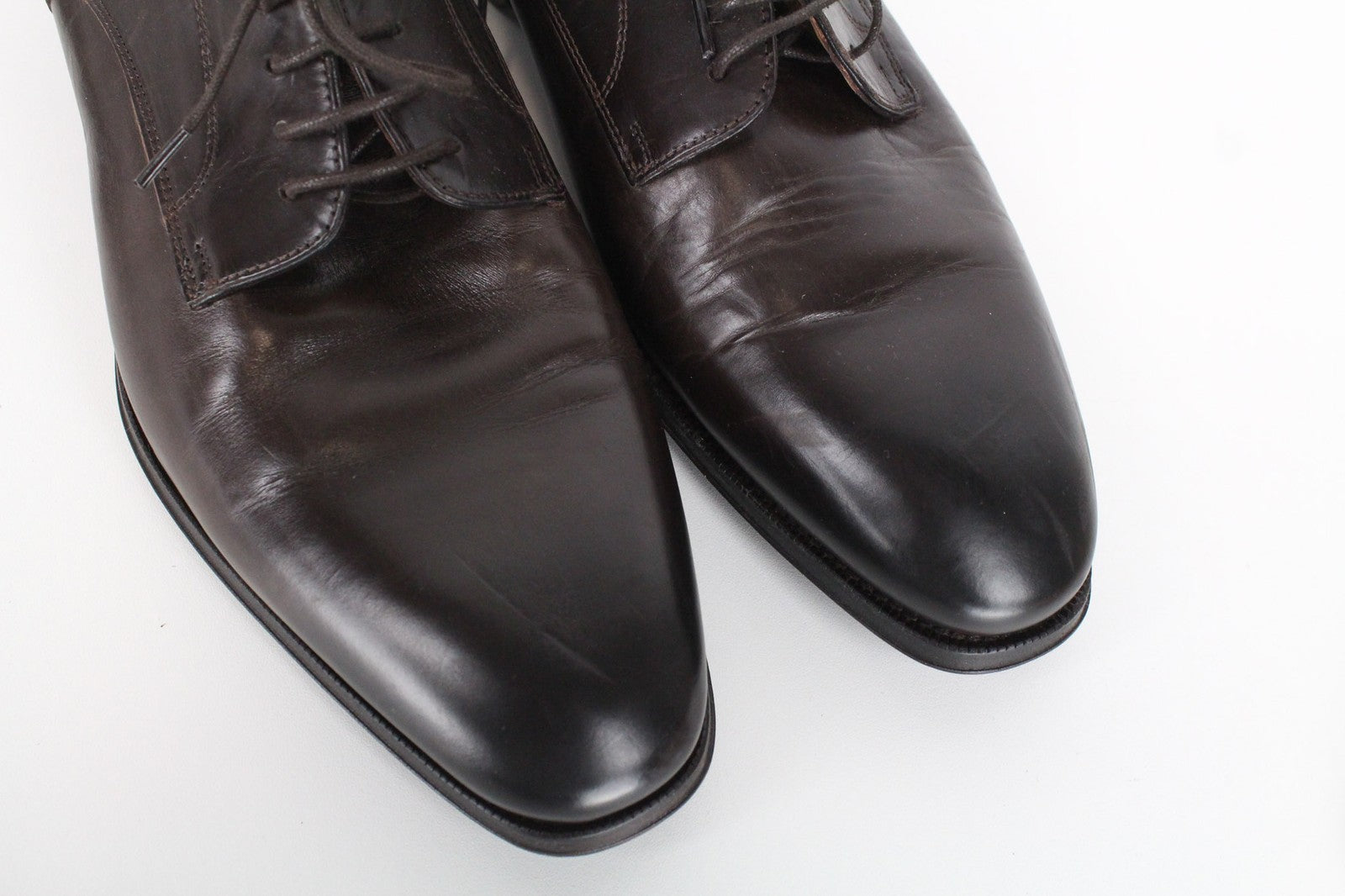 SUITSUPPLY Men's Shoes EU44.5 Brown Leather Laced Formal Low-Top Classic