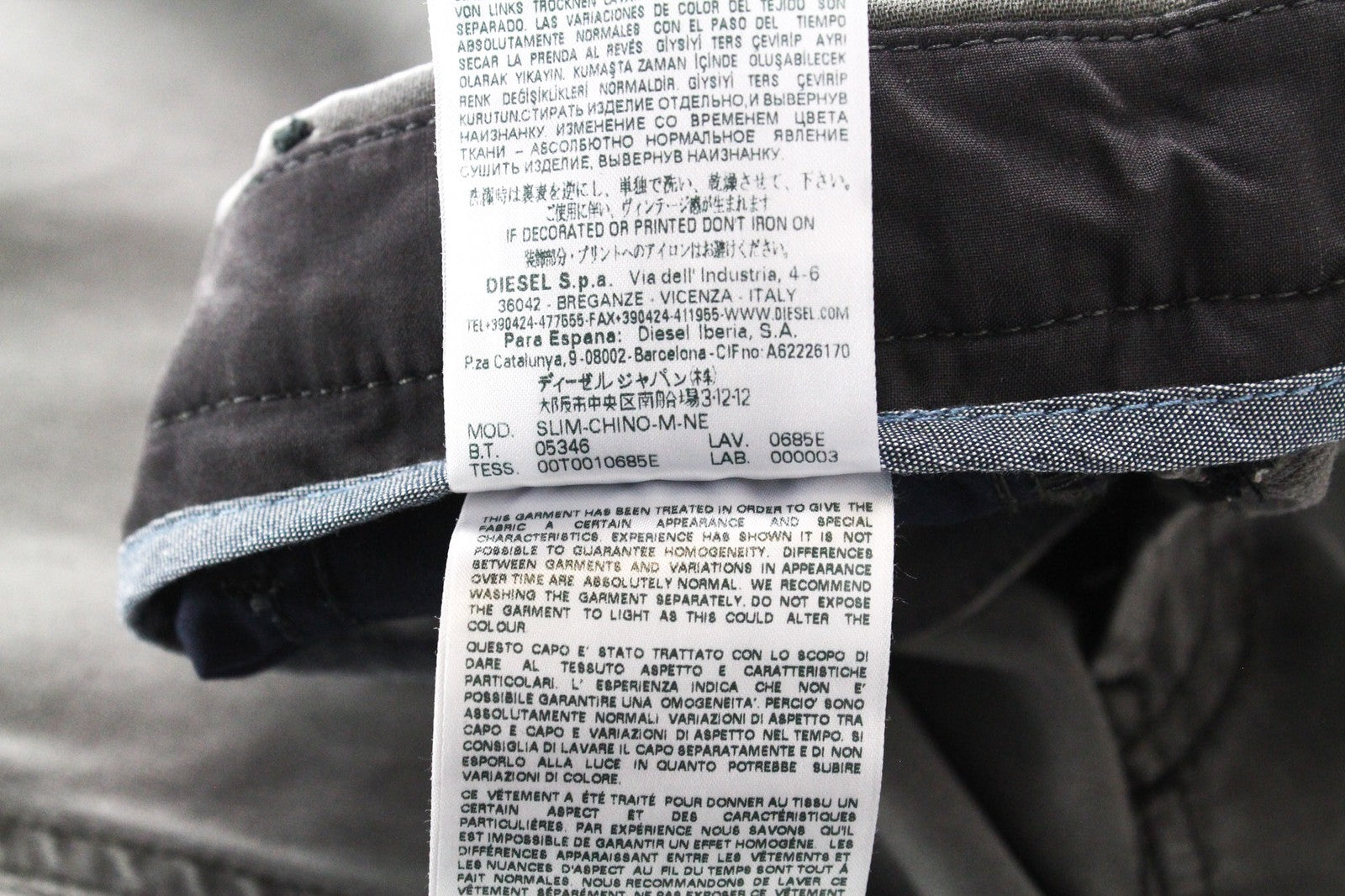 DIESEL Slim-Chino-M-NE 0685E Men's Jeans W28 Grey Stretch Jogg Slim