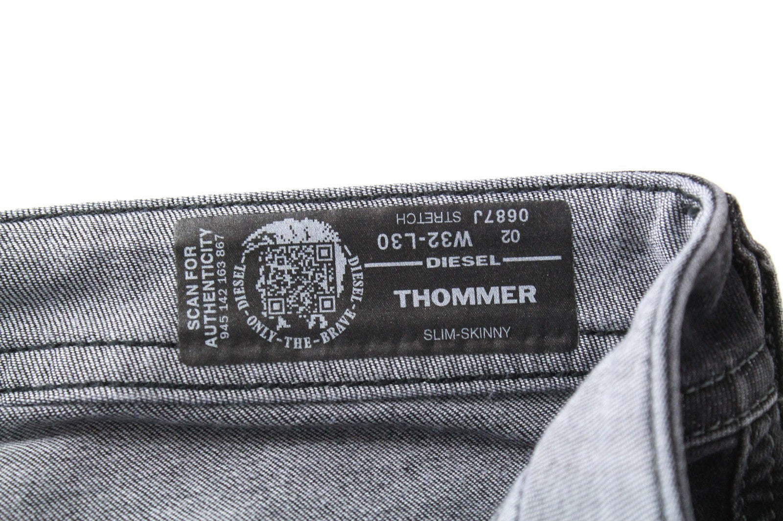 DIESEL Thommer 0687J Men's Jeans W32/L30 Slim Skinny Grey Cotton Washed