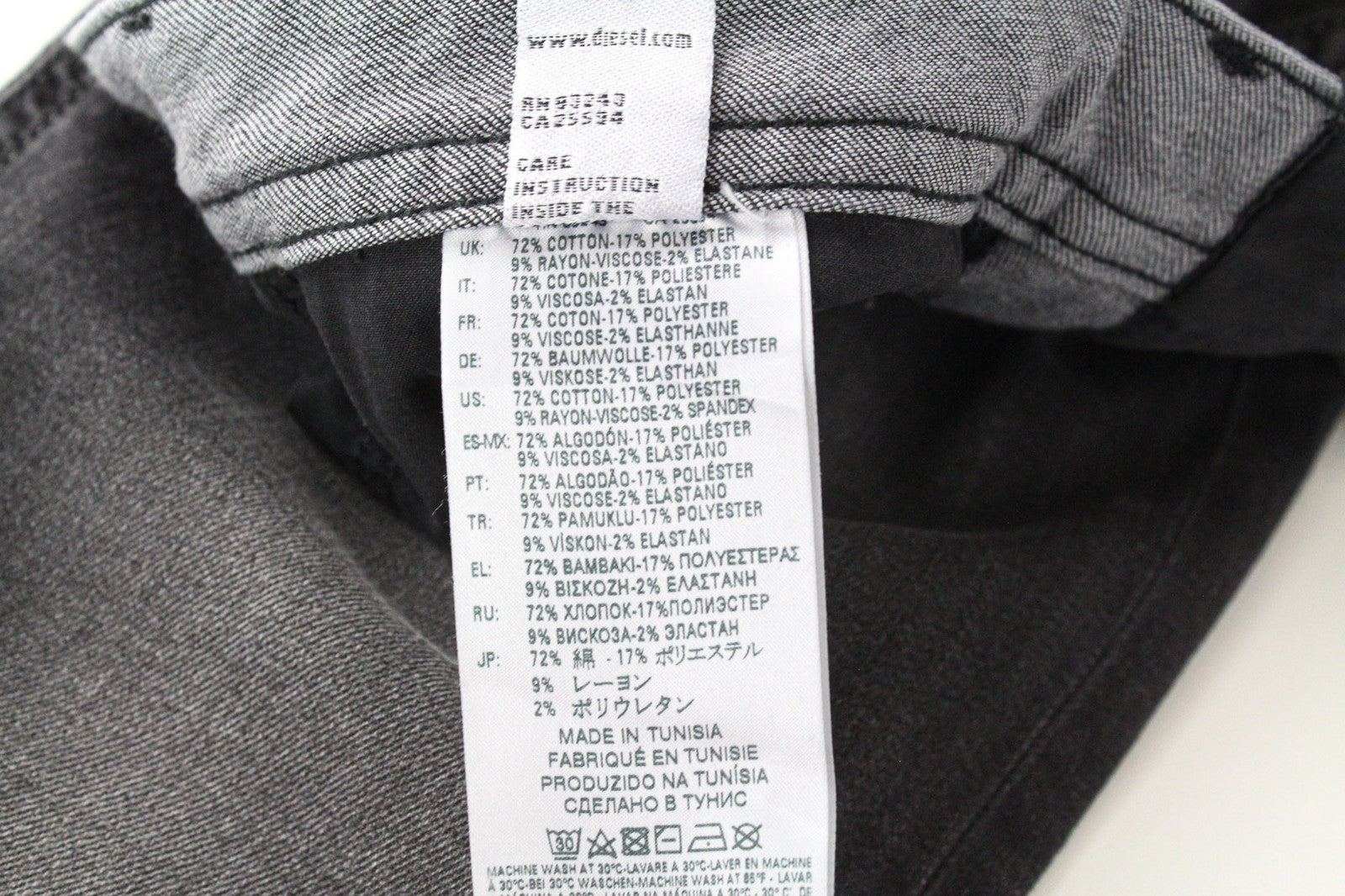 DIESEL Thommer 0687J Men's Jeans W32/L30 Slim Skinny Grey Cotton Washed